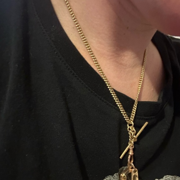 EXTREMELY RARE ESTATE 18k ANTIQUE DOUBLE ALBERT CURB WATCH CHAIN FROM BIRMINGHAM - Picture 6 of 11